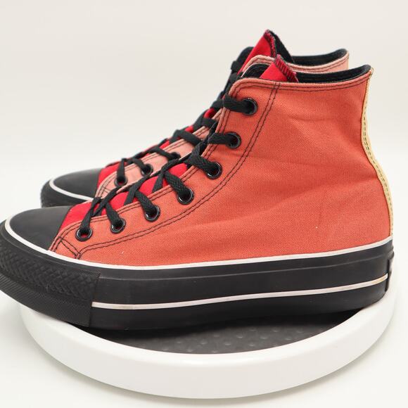 Converse CTAS Womens Platform Hi Top Shoes Size 8.5 Pink Red Black Sneakers - Picture 8 of 16